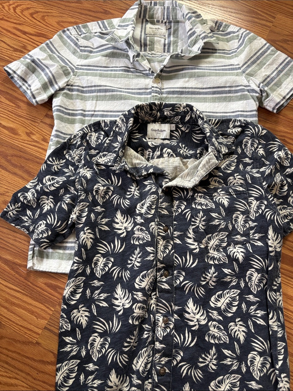 Goodfellow & Co Navy and Light Blue Short-Sleeve Button-Up Shirts